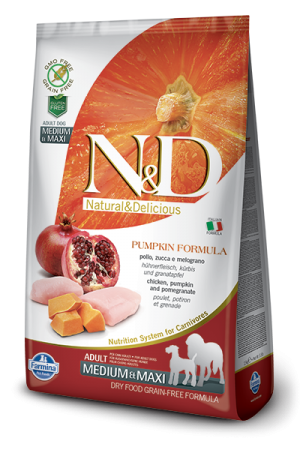 N&D Grain Free Pumpkin Dog Chicken & Pomegranate Adult Medium  Maxi курица тыква гранат