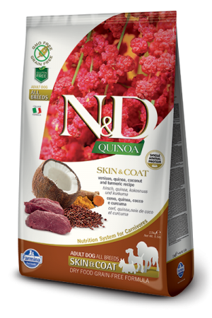 N&D Grain Free Quinoa Dog Skin & Coat Venison Adult оленина кокос куркума