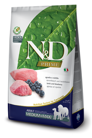 N&D Grain Free Dog Lamb & Blueberry Adult Medium  Maxi ягненок черника