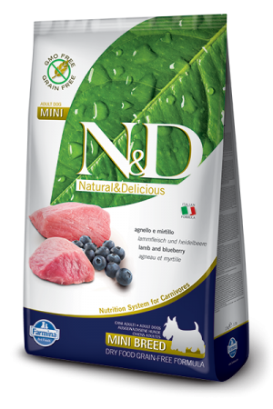 N&D Grain Free Dog Lamb & Blueberry Adult Mini ягненок черника