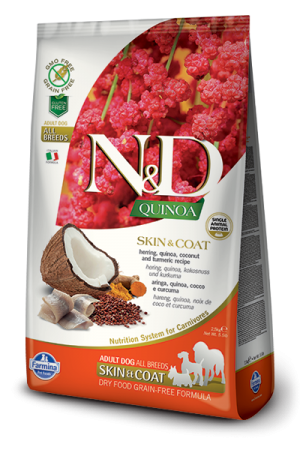 N&D Grain Free Quinoa Dog Skin & Coat Herring Adult сельдь кокос куркума