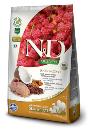 N&D Grain Free Quinoa Dog Skin & Coat Quail Adult перепел кокос куркума