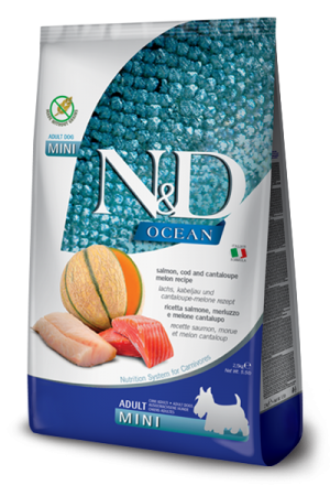 N&D GF Ocean Dog Salmon, Codfish & Cantaloupe Melon Adult Mini лосоь треска дыня