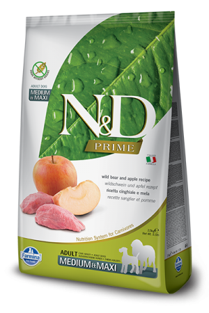 N&D Grain Free Dog Boar & Apple Adult Medium  Maxi кабан яблоко